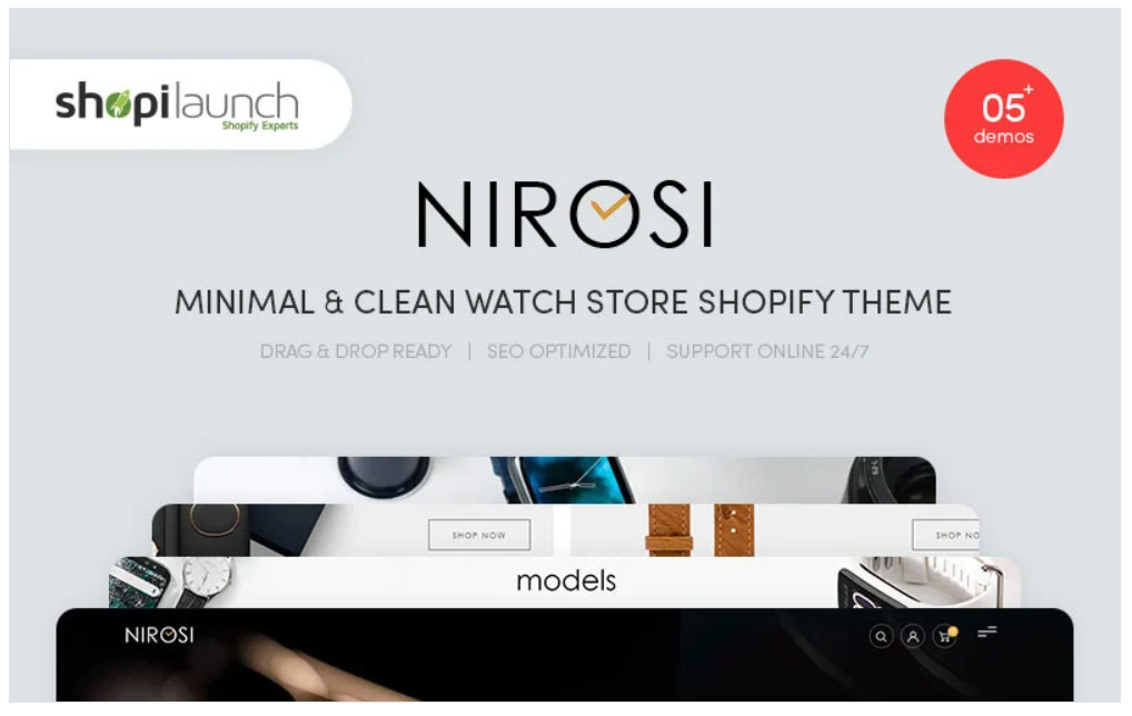 Nirosi Minimal Clean Watch Store Shopify Theme