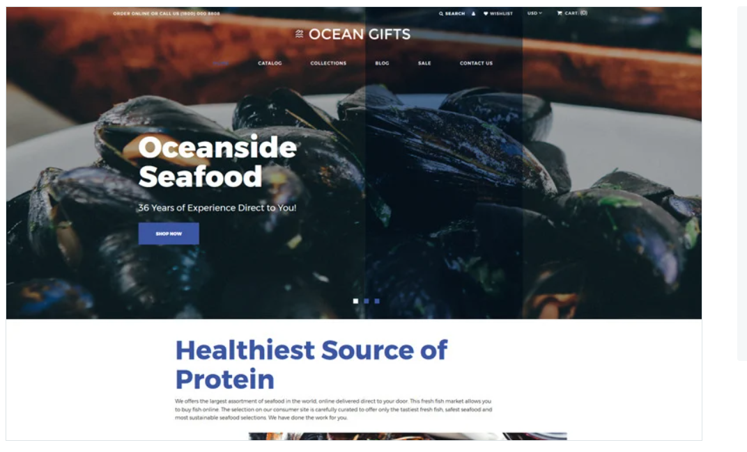 Ocean Gifts Sea Food Shop Modern Shopify Theme