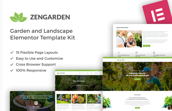 ZenGarden Garden Landscape Elementor Template Kit