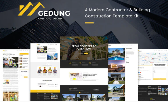 Gedung Contractor Building Construction Elementor Template Kit