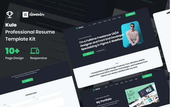 Kulo Professional Resume Elementor Template Kit