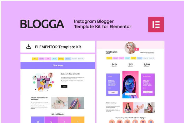 BLOGGA Instagram Blogger Elementor Template Kit