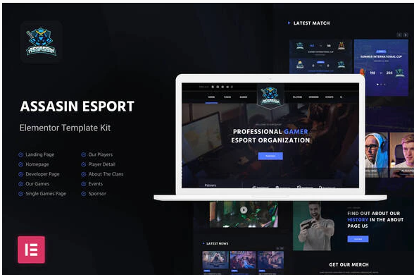 Assasin eSport Elementor Template Kit