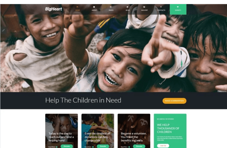 BigHeart Charity Sticky Menu Light Joomla Template