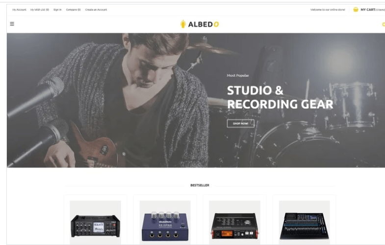 Albedo Audio Store Magento Template Magento Theme