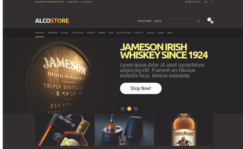 Alcoholic Beverages Magento Theme