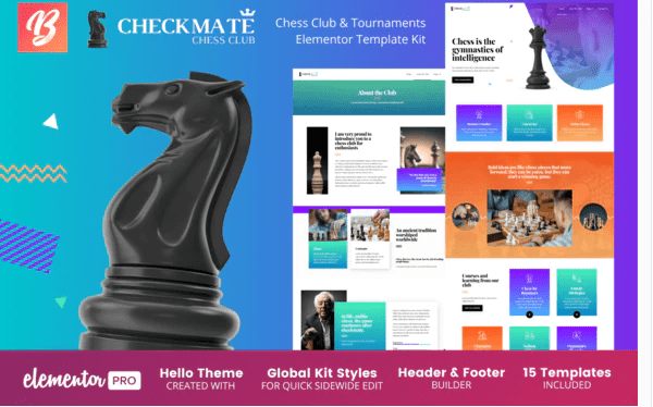 CheckMate Chess Club Tournaments Elementor Template Kit