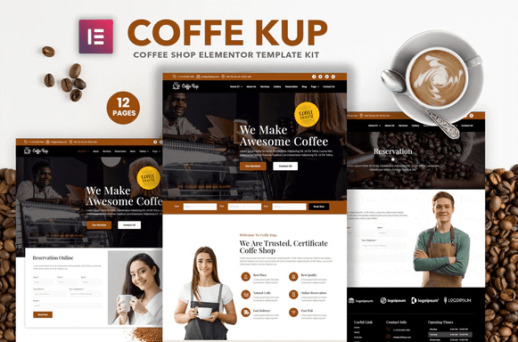 CoffeeKup – Cafe Coffee Shop Elementor Template Kit