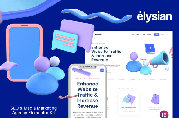 Elysian – 3D Style SEO Agency Elementor Kit