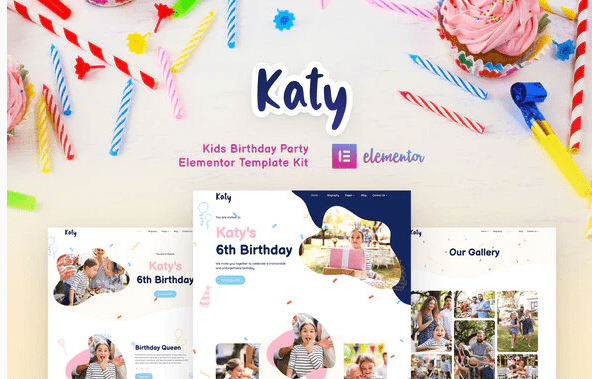 Katy Kids Birthday Party Planner Invitation Elementor Template Kit