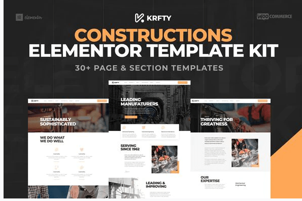 KRAFTY Construction Industry Elementor Template Kit