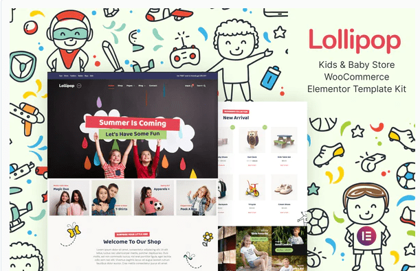 Lollipop – Kids Baby Store WooCommerce Elementor Template Kit