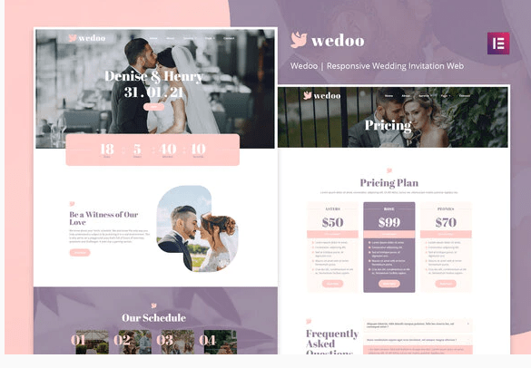 Wedoo Online Wedding Invitation Elementor Template Kit