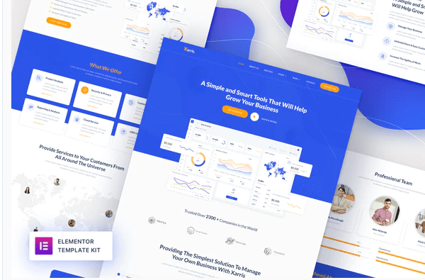 Xarris SaaS Startup Elementor Template Kit
