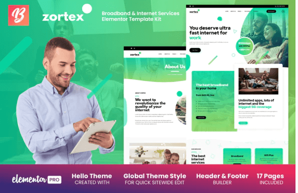 Zortex Broadband Internet Services Elementor Template Kit