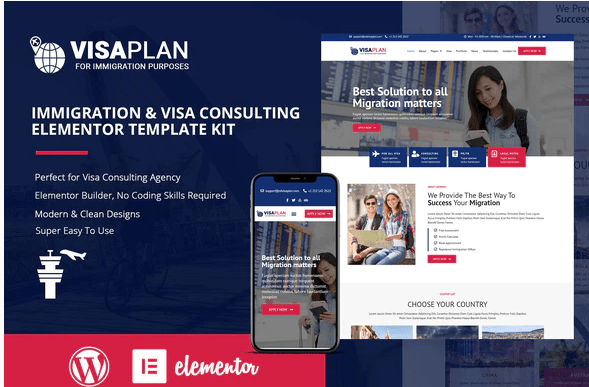 VisaPlan Immigration Visa Consulting Elementor Template Kit