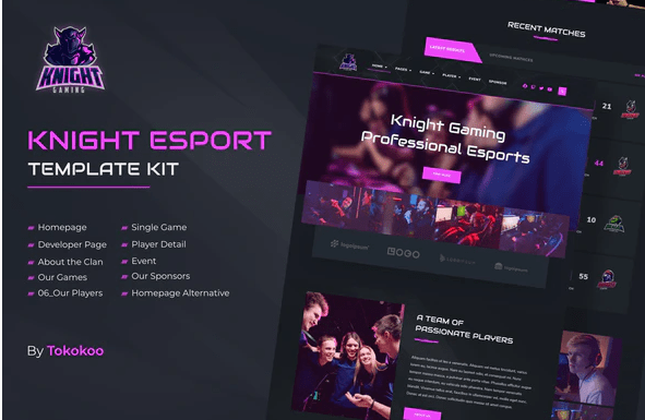 Knight e Sports Elementor Template Kit