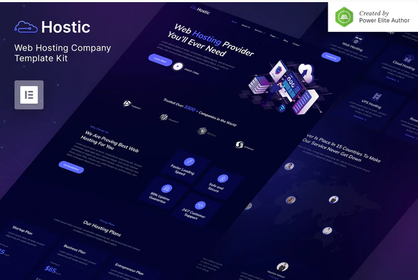 Hostic – Web Hosting Company Elementor Template Kit