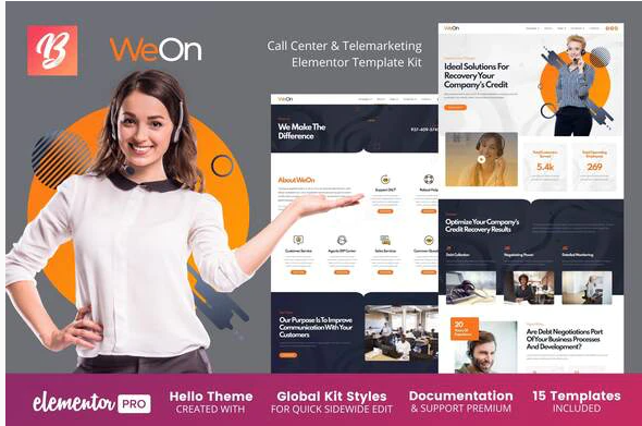 WeOn Call Center Telemarketing Elementor Template Kit