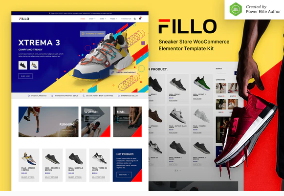 Fillo – Shoes Sneakers Store WooCommerce Elementor Template Kit