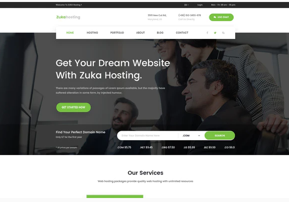 Zukahost – Domain Web Hosting Template Kit