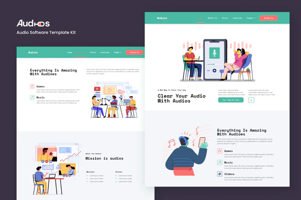 Audios App Showcase Elementor Template Kit
