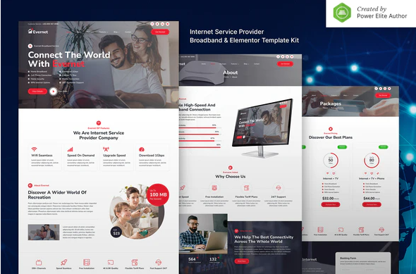 Evernet – Broadband Internet Service Provider Elementor Template Kit