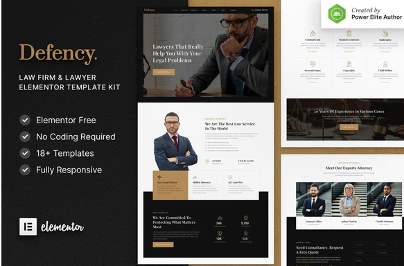 Defency – Law Firm Lawyer Elementor Template Kit