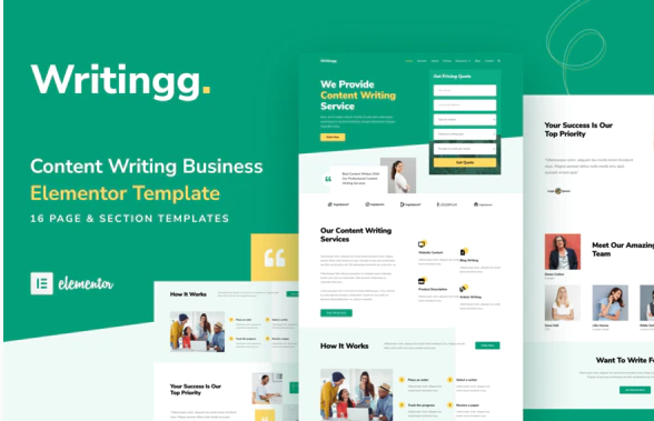 Writingg Content Copywriting Services Elementor Template Kit