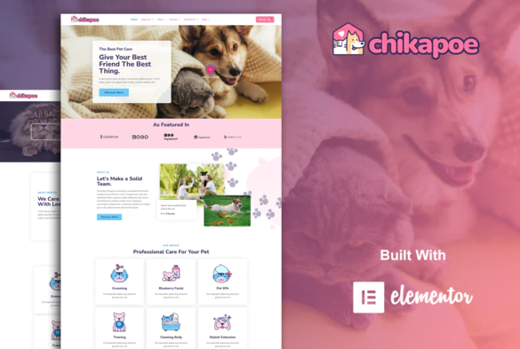 Chikapoe Pet Care Veterinary Elementor Template Kit