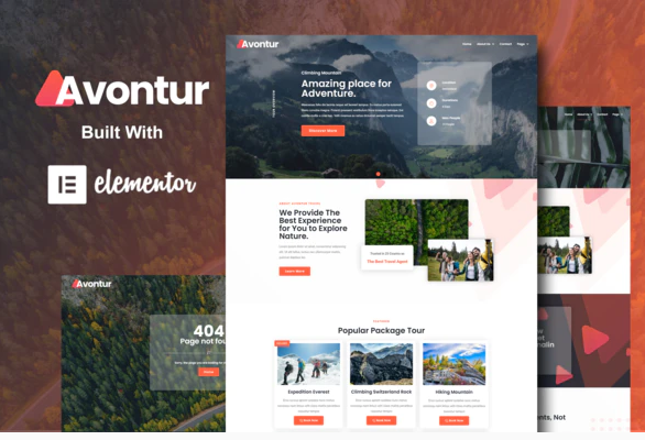 Avontur Modern Tour Travel Elementor Template Kit