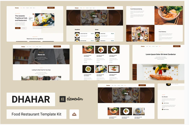 Dhahar Restaurant Elementor Template Kit