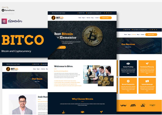 Bitco Bitcoin Cryptocurrency Elementor Template Kit