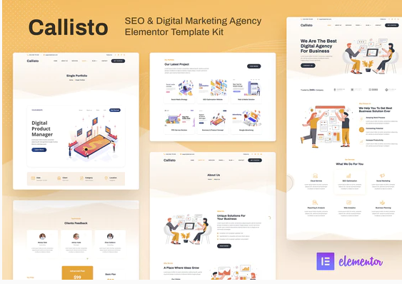 Callisto SEO Digital Marketing Agency Elementor Template Kit