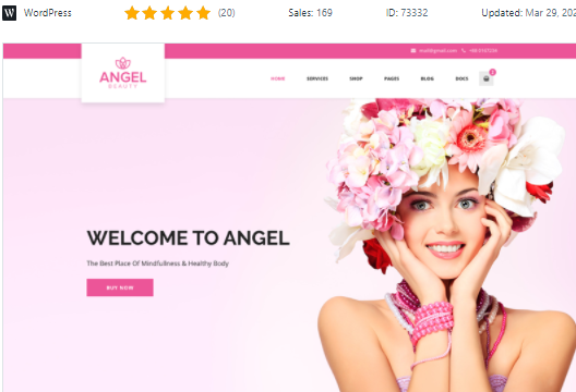 Angel Beauty Salon Store WooCommerce WordPress Elementor Theme