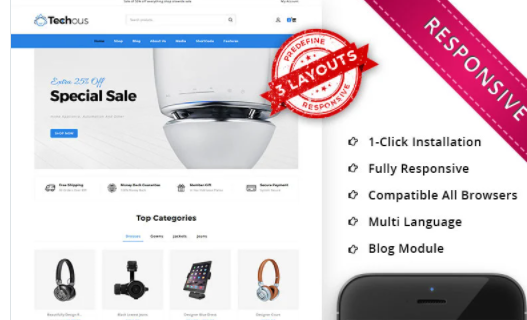 Techous Multistore Responsive WooCommerce Theme