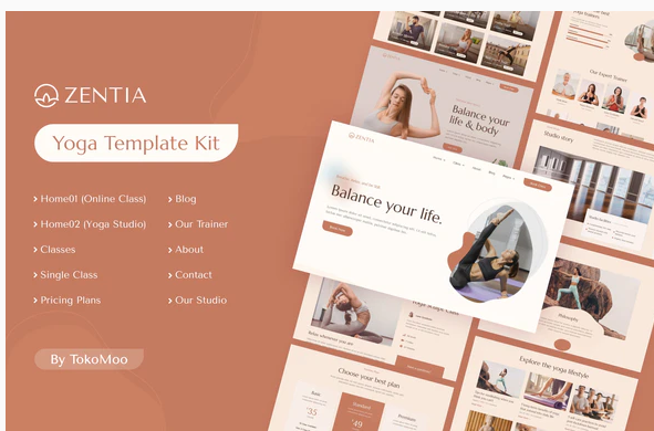 Zentia Yoga Teacher Studio Elementor Template Kit