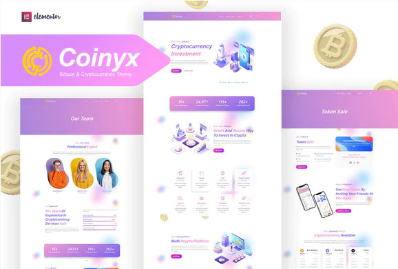 Coinyx Cryptocurrency Blockchain Bitcoin Elementor Template Kit