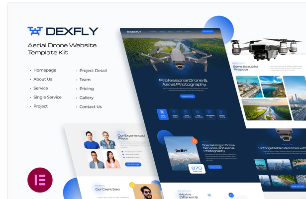 Dexfly Drone Aerial Photography Elementor Template Kit