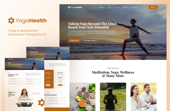 YogaHealth Yoga Meditation Elementor Template Kit