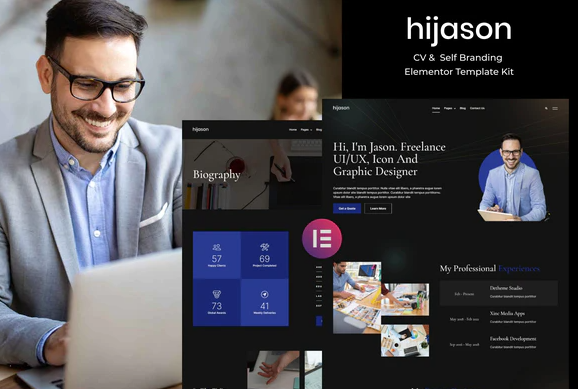 HiJason CV Self Branding Elementor Template Kit
