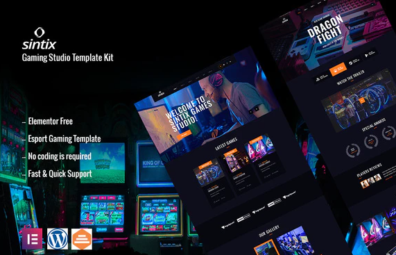 Sintix Gaming Studio Elementor Template Kit