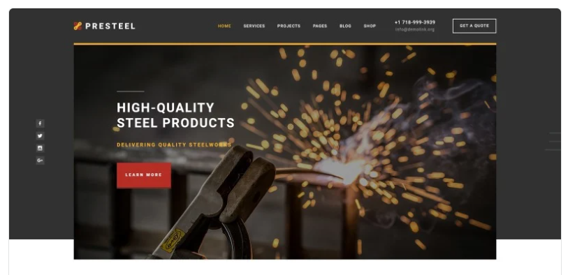 Presteel Steelworks Multipage Creative HTML Website Template