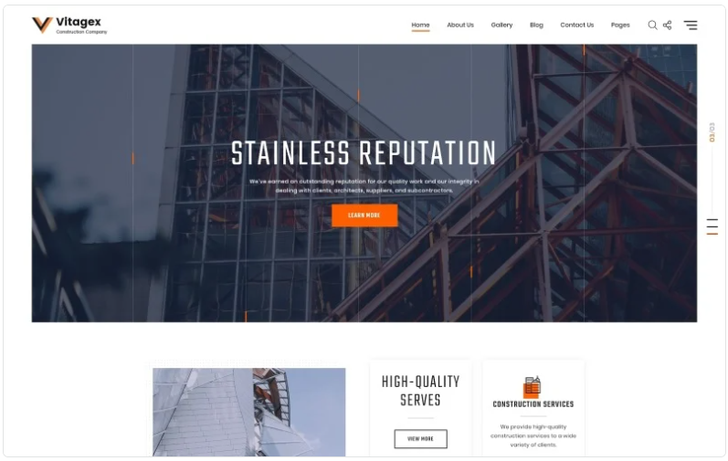 Vitagex Construction Company Multipage Modern HTML Website Template