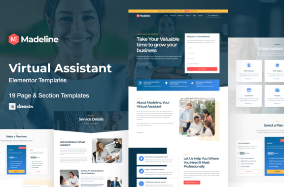 Madeline Virtual Assistant Website Elementor Template Kit 1