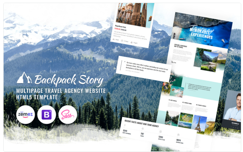 Backpack Story Online Travel Agency Website Template