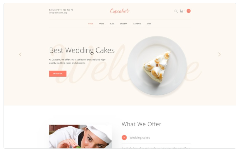 Cupcake Cake Shop Clean Website Template