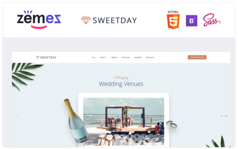 SweetDay Wedding Venue Agency Website Template