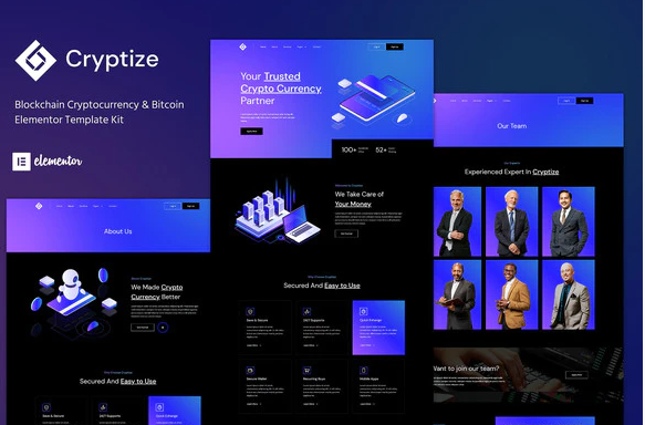 Cryptize Blockchain Cryptocurrency Bitcoin Elementor Template Kit