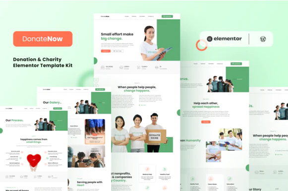 Donatenow Donation Charity Elementor Template Kit